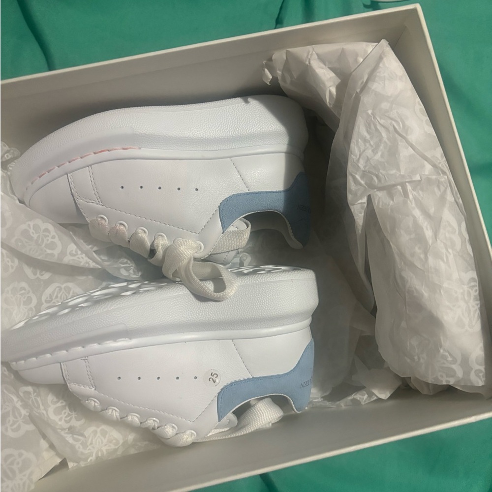 Alexander McQueen White and Blue Sneakers